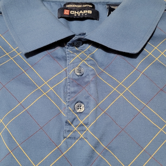 Vintage Chaps Golf Polo Shirt Adult XL Blue Diamond Pattern 1990's - Picture 8 of 12